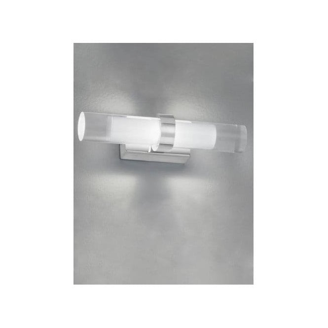 2 Light LED Bathroom Wall Fitting in Polished Chrome with Glass Tubes