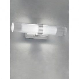 2 Light LED Bathroom Wall Fitting in Polished Chrome with Glass Tubes