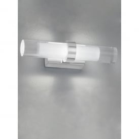 2 Light LED Bathroom Wall Fitting in Polished Chrome with Glass Tubes