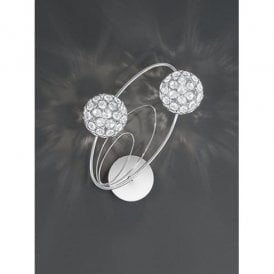 2 Light LED Wall Fitting In Polished Chrome And Crystal Finish