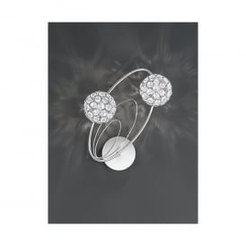 2 Light LED Wall Fitting In Polished Chrome And Crystal Finish