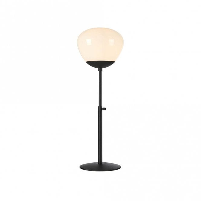 Markslojd 400366 Rise Single Light Height Adjustable Table Lamp in Black Finish with Opal Diffuser