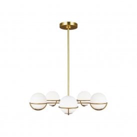 47885 Feiss Collection Apollo 5 Light Ceiling Fitting in Burnished Brass Finish