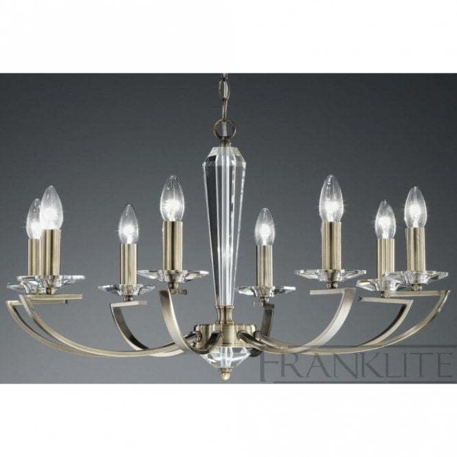 8 Light Large Ceiling Fitting in Bronze with Clear Crystal Glass Sconces