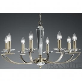 8 Light Large Ceiling Fitting in Bronze with Clear Crystal Glass Sconces