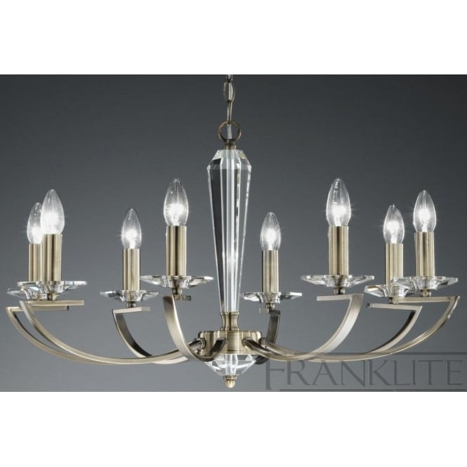 8 Light Large Ceiling Fitting in Bronze with Clear Crystal Glass Sconces