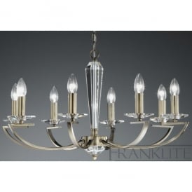 8 Light Large Ceiling Fitting in Bronze with Clear Crystal Glass Sconces