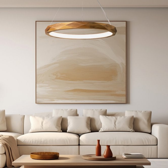 Accord Angular LED Ceiling Pendant Light - Teak