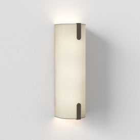 63121 Elba 400mm Flush 2 Light Wall Fitting in Putty Polycotton Fabric with Metal Details