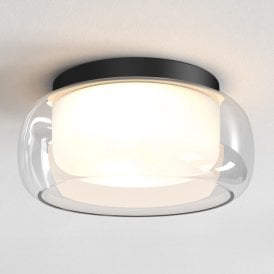 Astro Aquina 360 Two Light Flush Ceiling Fitting in Matt Black Finish and Clear Glass Shade