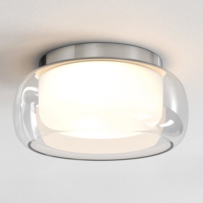 Astro  Aquina 360 Two Light Flush Ceiling Fitting in Polished Chrome Finish and Clear Glass Shade