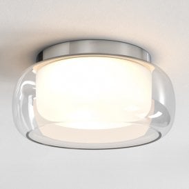 Astro Aquina 360 Two Light Flush Ceiling Fitting in Polished Chrome Finish and Clear Glass Shade