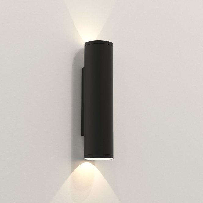 Astro  Ava 300 Twin Light Outdoor Wall Fitting In Black Finish