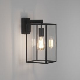 Astro Box Lantern 350 in Textured Black Finish with Clear Glass