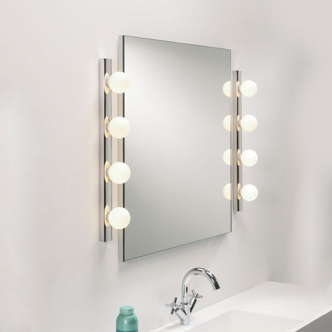 Astro  Cabaret 4 Light Bathroom Wall Fitting in Polished Chrome Finish with White Glass Globes