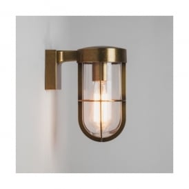 Astro Cabin Single Light Outdoor Wall Fitting In Antique Brass Finish