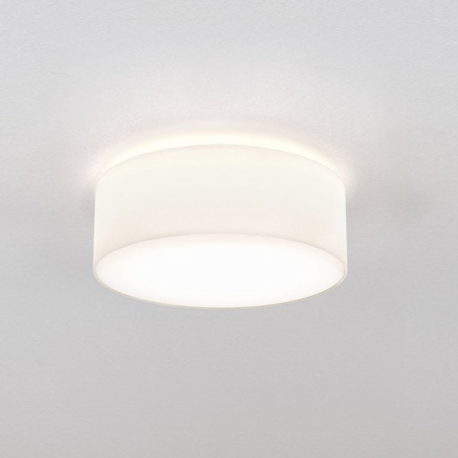 Astro  Cambria 2 Light Flush Ceiling Fitting in White Plain Polycotton Fabric