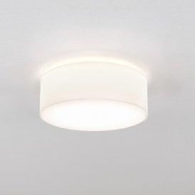 Astro Cambria 2 Light Flush Ceiling Fitting in White Plain Polycotton Fabric