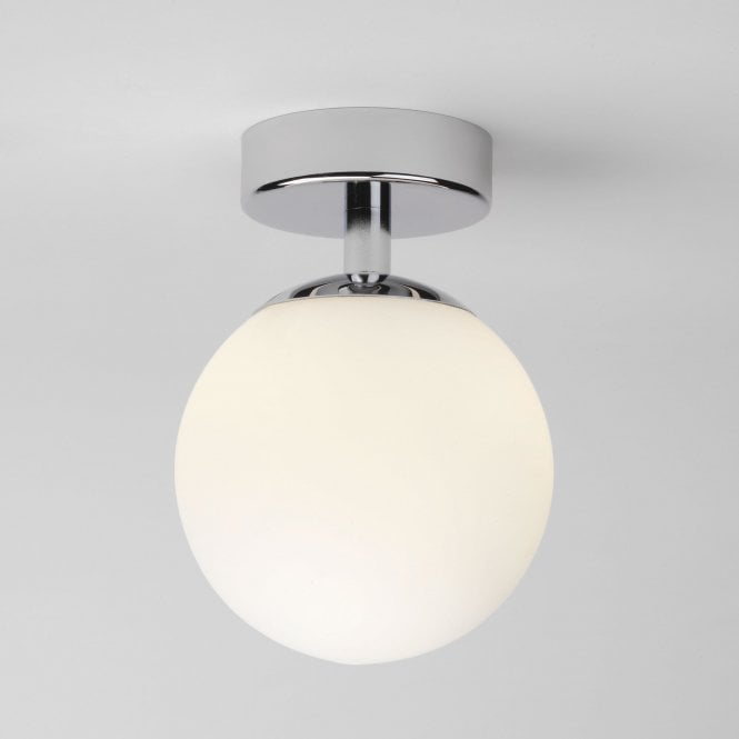 Astro  Denver Single Light Bathroom Ceiling Fitting in Polished Chrome Finish and Opal Glass