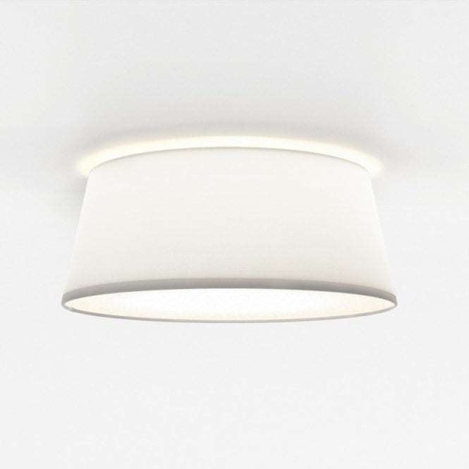 Astro  Fife 330 Single Light Flush Ceiling Fitting in White Tapered Polycotton Shade and Opal Diffuser