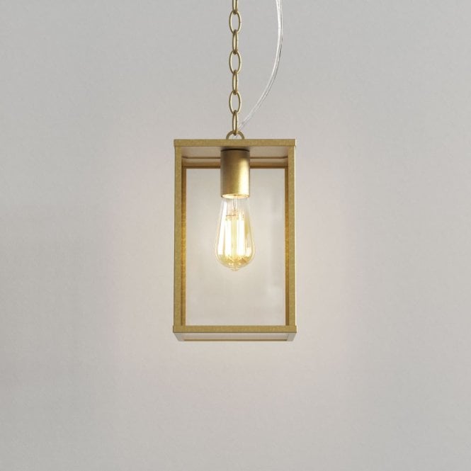 Astro  Homefield 240 Coastal Single Light Ceiling Pendant in Natural Brass Finish with Clear Glass