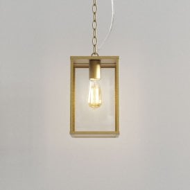 Astro Homefield 240 Coastal Single Light Ceiling Pendant in Natural Brass Finish with Clear Glass