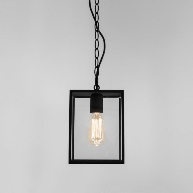 Astro  Homefield Single Light Outdoor Ceiling Pendant In Black Finish With Clear Glass