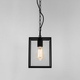 Astro Homefield Single Light Outdoor Ceiling Pendant In Black Finish With Clear Glass
