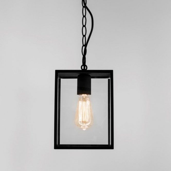 Astro  Homefield Single Light Outdoor Ceiling Pendant In Black Finish With Clear Glass