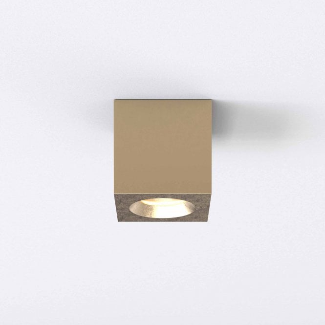 Astro Kos Square Single Light Outdoor Coastal Ceiling Fitting In Natural Brass Finish