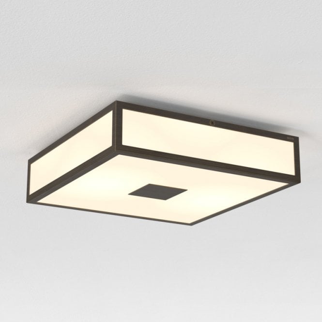 Astro  Mashiko Classic 300 Square Flush 2 Light Bathroom Ceiling Fitting in Bronze Finish