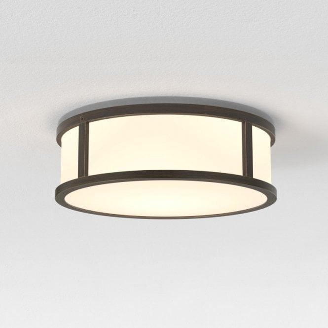 Astro  Mashiko Single Light Round 230 Flush Bathroom Ceiling Fitting in Bronze Finish