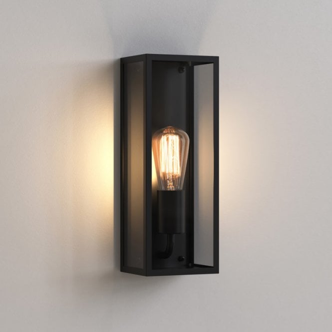 Astro  Messina 130 Single Light Outdoor Wall Fitting in Textured Black Finish with Clear Glass
