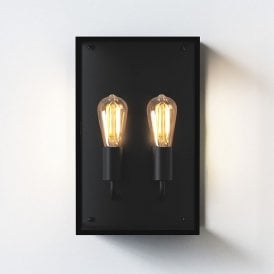 Astro Messina Twin Half Lantern Outdoor Wall Fitting in Textured Black Finish