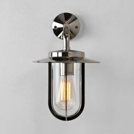 Astro Montparnasse Single Light Outdoor Wall Fitting in Polished Nickel Finish