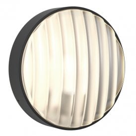Astro Montreal 300mm Round Single Light Outdoor Wall Fitting in Textured Black Finish with Ribbed Glass