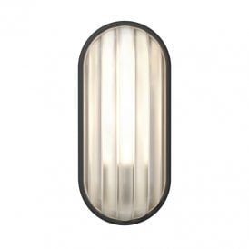Astro Montreal Oval Single Light Outdoor Wall Fitting in Textured Black Finish with Ribbed Glass
