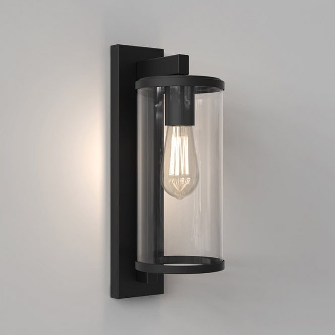 Astro  Pimlico 400 Single Light Wall Fitting in Textured Black Finish with Clear Glass