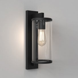 Astro Pimlico 400 Single Light Wall Fitting in Textured Black Finish with Clear Glass