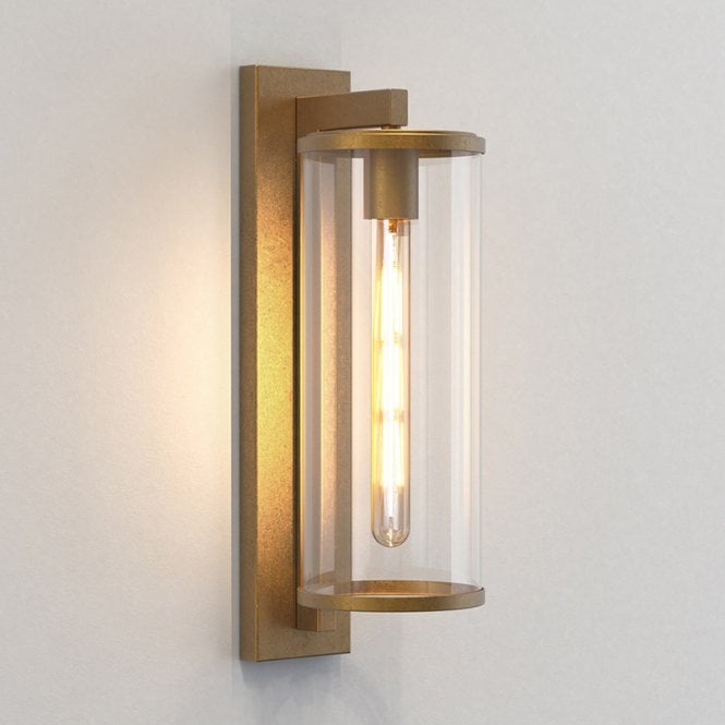 Astro  Pimlico 500 Single Light Wall Fitting in Antique Brass Finish with Clear Glass