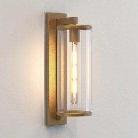 Astro Pimlico 500 Single Light Wall Fitting in Antique Brass Finish with Clear Glass
