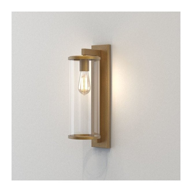 Astro  Pimlico 500 Single Light Wall Fitting in Antique Brass Finish with Clear Glass