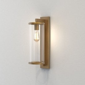 Astro Pimlico 500 Single Light Wall Fitting in Antique Brass Finish with Clear Glass
