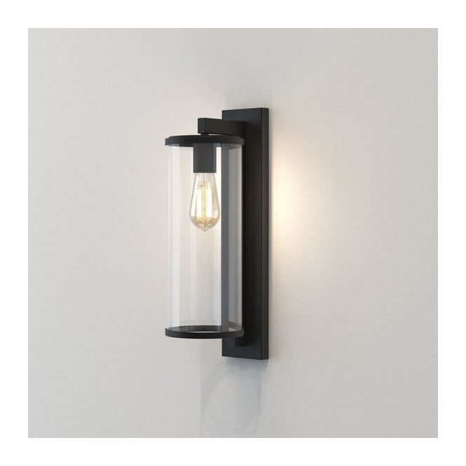Astro  Pimlico 500 Single Light Wall Fitting in Textured Black Finish with Clear Glass