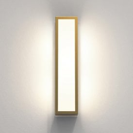 Astro Salerno 2 Light Bathroom Wall Fitting In Natural Brass Finish With White Glass