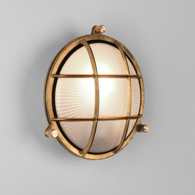 Astro  Thurso Single Light Round Outdoor Wall Fitting in Natural Cast Brass Finish