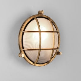 Astro Thurso Single Light Round Outdoor Wall Fitting in Natural Cast Brass Finish