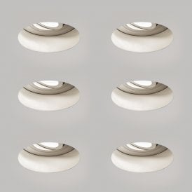 Astro Trimless Plaster-In Round Fire Rated Adjustable Downlight - Matt White - Pack of 6