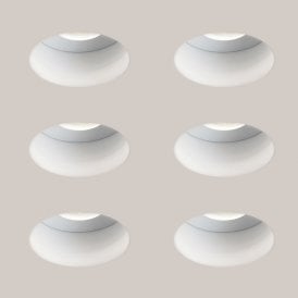 Astro Trimless Slimline Plaster-In Round Fire Rated IP65 Fixed Downlight - Matt White - Pack of 6