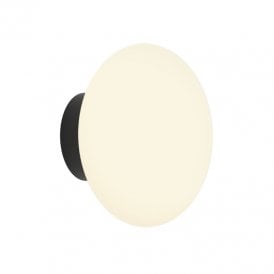 Astro Zeppo Single Light Bathroom Wall Fitting In Matt Black And White Glass Finish